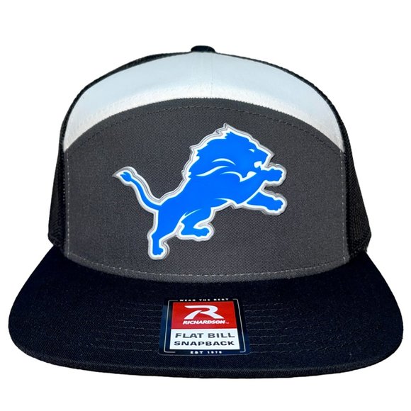 Detroit Lions 3D Snapback Seven-Panel Trucker Hat- Charcoal/ Black/ White - Picture 1 of 4